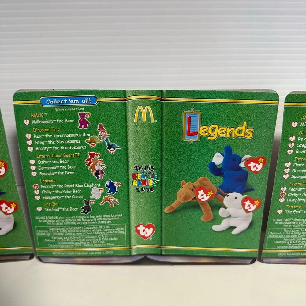 Ty Beanie Babies McDonald's Legends Humphrey Peanut Chilly Set Lot of 3 VINTAGE